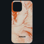 Beige marble texture brown accents iPhone 12 pro max case<br><div class="desc">Image of a beige marble with brown accents. Optional monogram.</div>