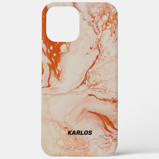 Beige marble texture brown accents iPhone 12 pro max case