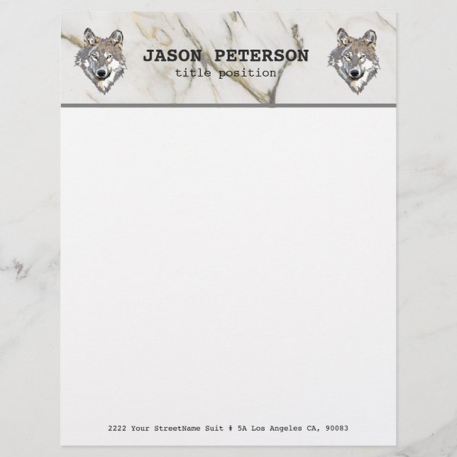 Beige Marbled And Wolf Letterhead (Front)