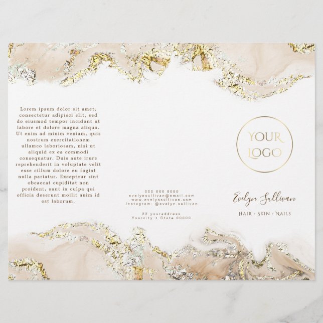 beige marbling design brochure (Front)