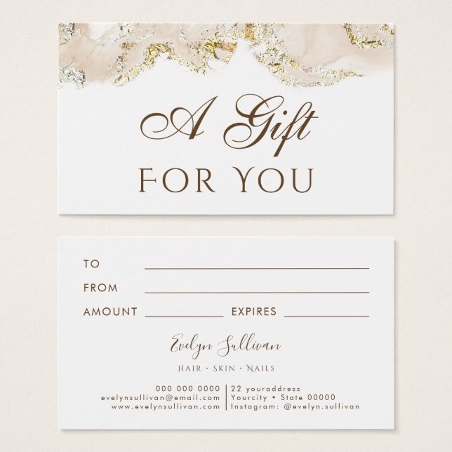 beige marbling design Gift Card (Front & Back)