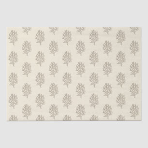 Beige Marine Life Corals Pattern Tissue Paper