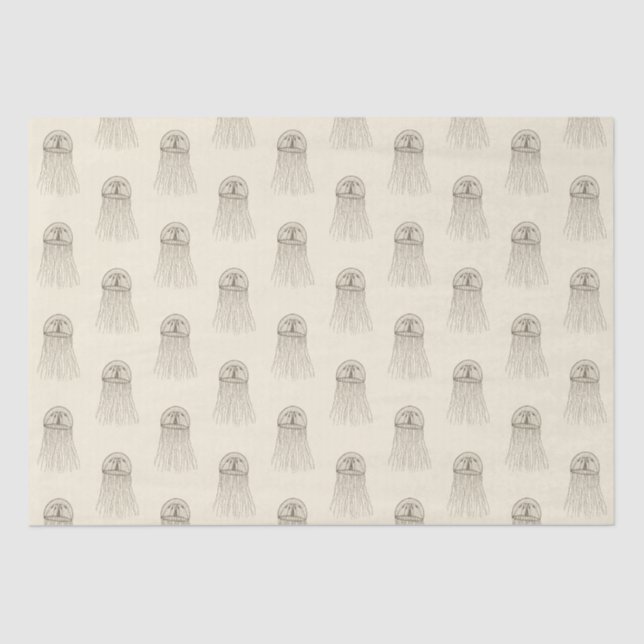 Beige Marine Life Jellyfish Pattern Tissue Paper (Front)