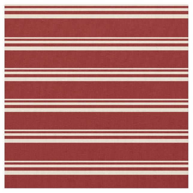 Beige & Maroon Lines/Stripes Pattern Fabric (Close Up)
