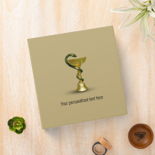 Beige Medical Bowl Hygieia Gold Snake Caduceus 3 Ring Binder