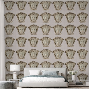 Beige Medusa  Designer Wallpaper