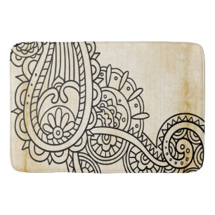 Beige Mehndi Motif Bath Mat