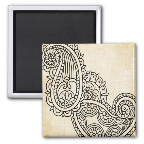 Beige Mehndi Motif Magnet