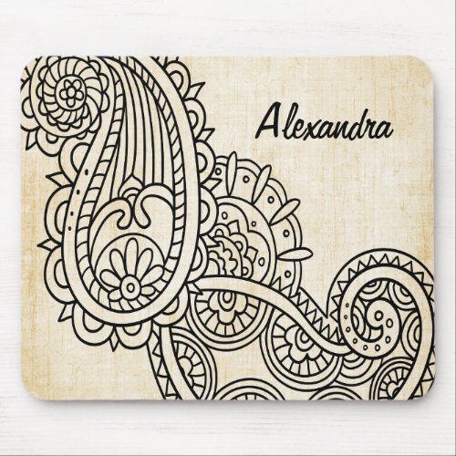 Beige Mehndi Motif Mousepad