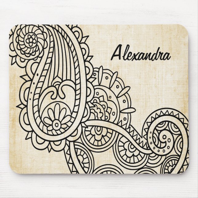 Beige Mehndi Motif Mousepad (Front)