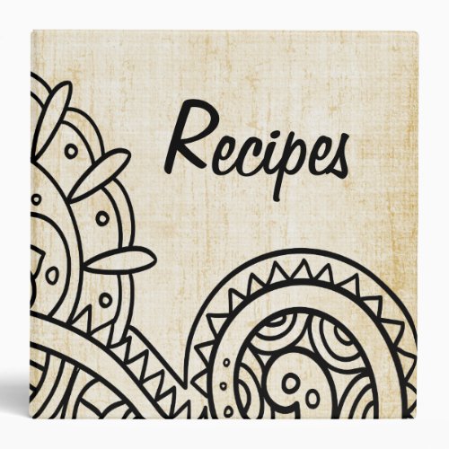 Beige Mehndi Motif Recipe Binder