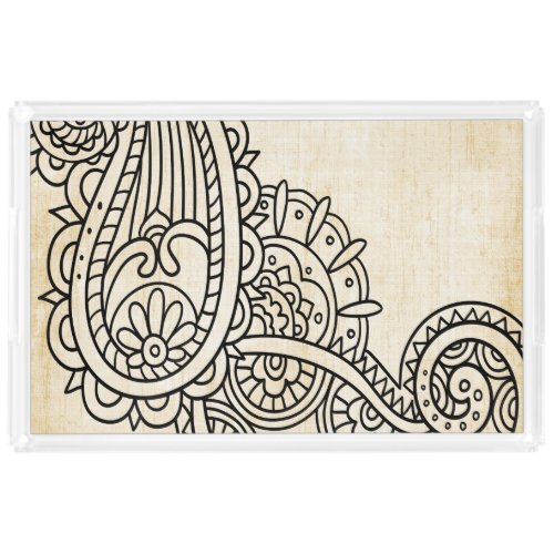 Beige Mehndi Motif Tray