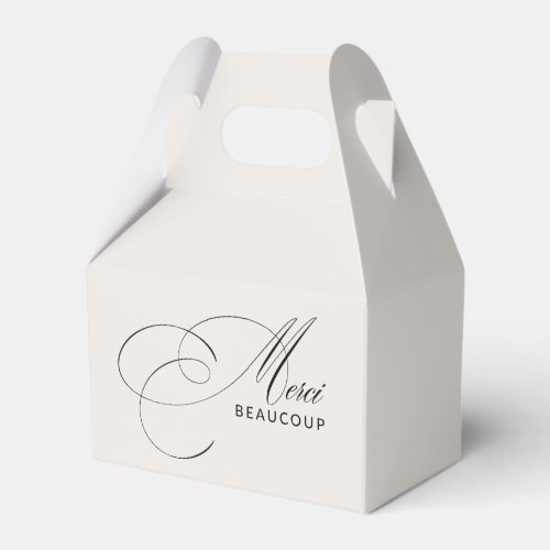 Beige Merci Beaucoup Elegant Calligraphy Thank You Favor Boxes