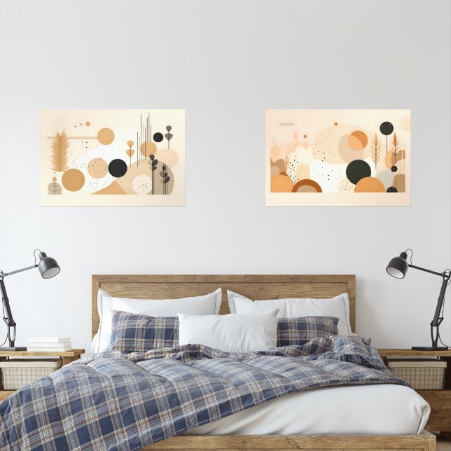 Beige Mid Century  Wall Art Sets (Bedroom)