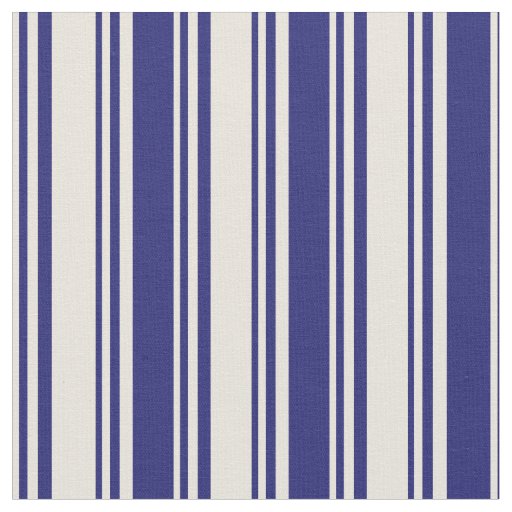 Beige & Midnight Blue Colored Stripes Fabric