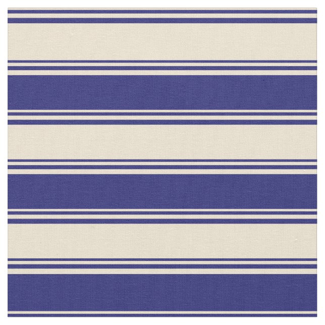 Beige & Midnight Blue Pattern Fabric (Close Up)