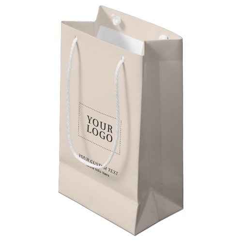 Beige Minimal Business Logo Paper Shopping Bags
