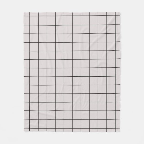 Beige Minimal Geometric Grid Pattern Fleece Blanket