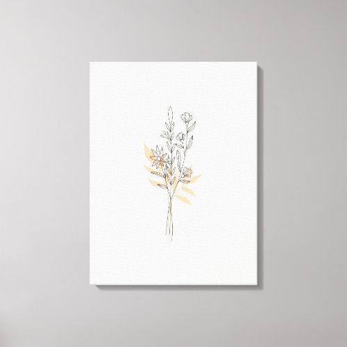 Beige Minimal Line art flower Canvas Print