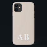 Beige Minimal Modern Initial Monogram iPhone 11 Case<br><div class="desc">This stylish phone case design features a simple modern design in beige & white. Make one of a kind phone case with custom initial and name. It will be a cool, unique gift for someone special or yourself. If you want to change the fonts or position, click the "Customize further"...</div>