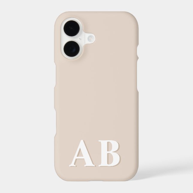 Beige Minimal Modern Initial Monogram Iphone Case (Back)