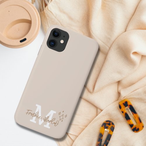 Beige Minimal Modern Initial Monogram Name Case_Ma iPhone 11 Case