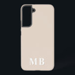 Beige | Minimal Modern Initial Monogram Samsung Galaxy S22  Case<br><div class="desc">This stylish phone case design features a simple modern design with beige color theme. Make one of a kind phone case with custom initials and name. It will be a cool, unique gift for someone special or yourself. If you want to change the fonts or position, click the "Customize further"...</div>