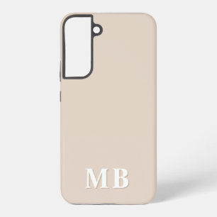 Beige   Minimal Modern Initial Monogram Samsung Galaxy S22+ Case