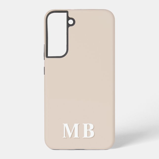 Beige | Minimal Modern Initial Monogram Samsung Galaxy Case (Back)