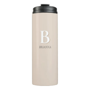 Beige Minimal Modern Initial Monogram Thermal Tumbler