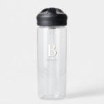 Beige Minimal Modern Initial Monogram Water Bottle<br><div class="desc">This custom water bottle design features a simple monogram in beige & white color theme. Make one of a kind drinkware with your initial and name. This personalized water bottle will be a unique gift for someone special or yourself. If you want to change the fonts or position, click the...</div>