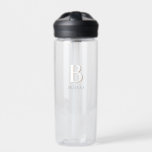 Beige Minimal Modern Initial Monogram Water Bottle<br><div class="desc">This custom water bottle design features a simple monogram in beige & white color theme. Make one of a kind drinkware with your initial and name. This personalized water bottle will be a unique gift for someone special or yourself. If you want to change the fonts or position, click the...</div>