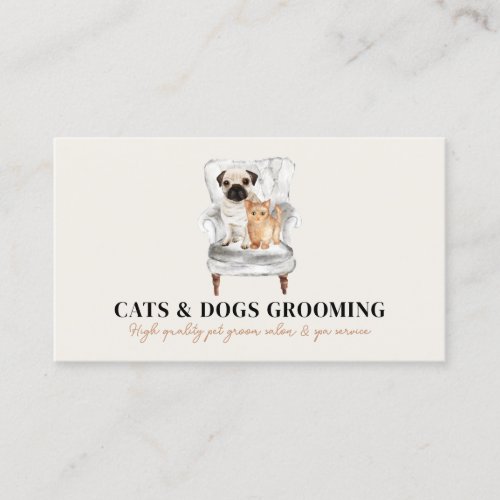 Beige Minimal modern Sofa Pug Dog Cat Pet Business Card