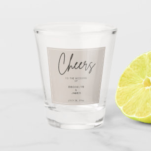Beige Minimal Wedding Shot Glass