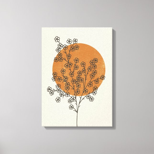 Beige Minimalist Abstract Flower Canvas Print (Front)