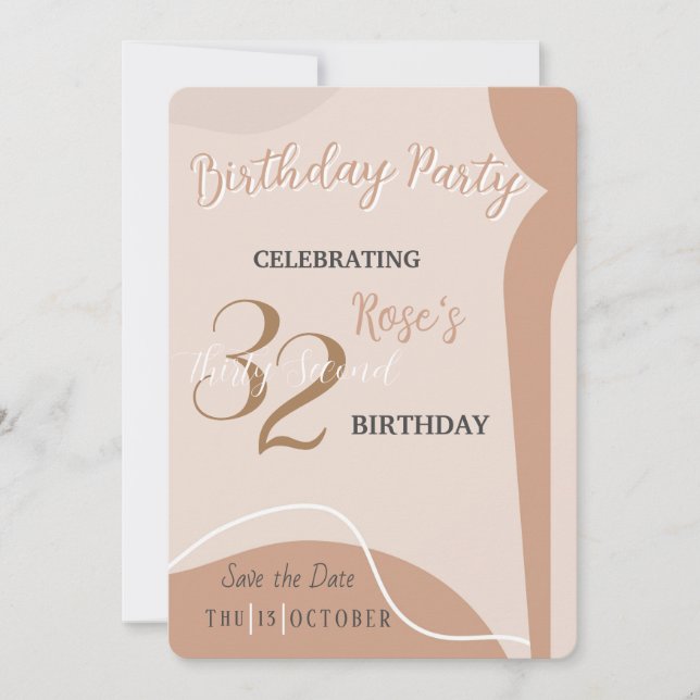 Beige Minimalist and Elegant Birthday Invitation (Front)