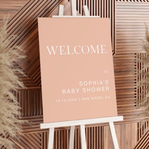 Beige Minimalist Baby Shower Welcome Foam Board