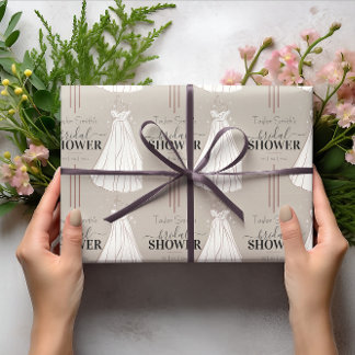 Beige Minimalist Bridal Shower Cute Wrapping Paper