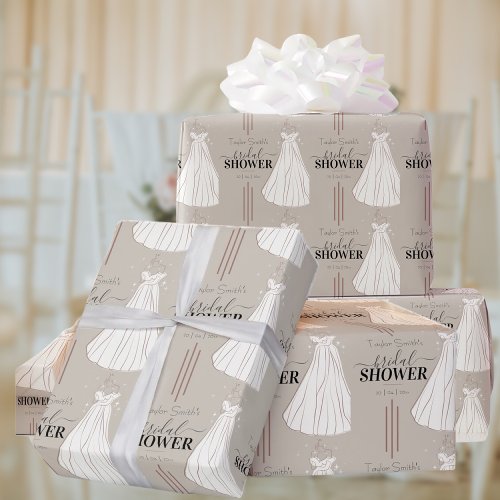 Beige Minimalist Bridal Shower Cute Wrapping Paper