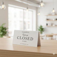 Beige Minimalist Closed Business Table Tent Sign