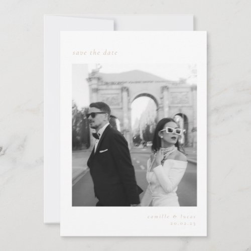 Beige Minimalist Elegant Photo Save the date Invitation