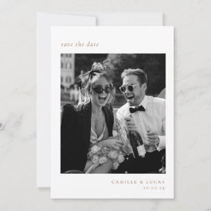 Beige Minimalist Elegant Photo Save the date Invitation