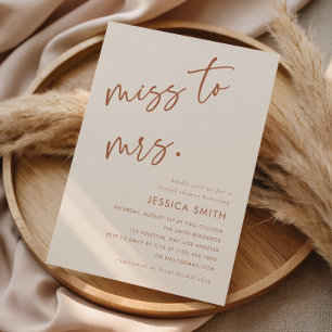 Beige Minimalist Miss to Mrs. Bridal Shower Invitation