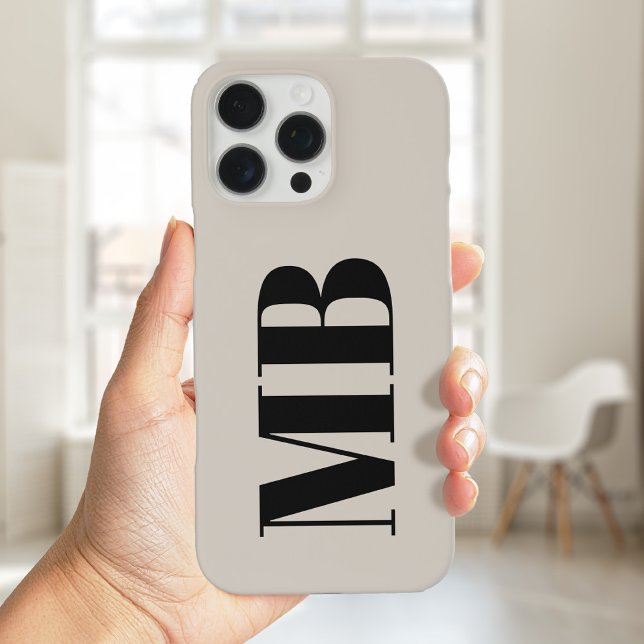Beige Minimalist Modern Bold Initial Monogram Case-Mate iPhone Case (Creator Uploaded)
