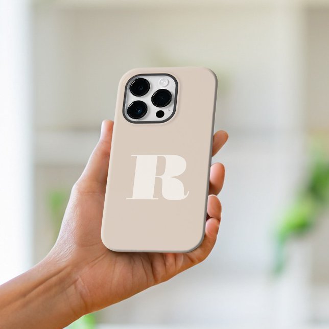 Beige Minimalist Modern Initial Bold Monogram Case-Mate iPhone Case (Creator Uploaded)