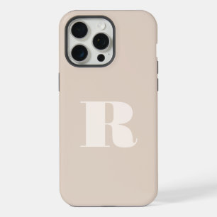Beige Minimalist Modern Initial Bold Monogram iPhone 15 Pro Max Case