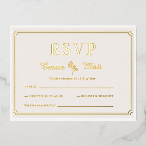 Beige Minimalist RSVP Card | Elegant Floral Weddin