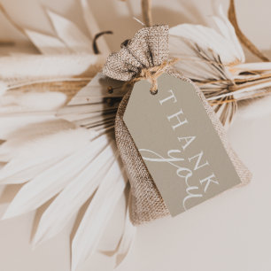 Beige Minimalist Script Thank You Favor Tags