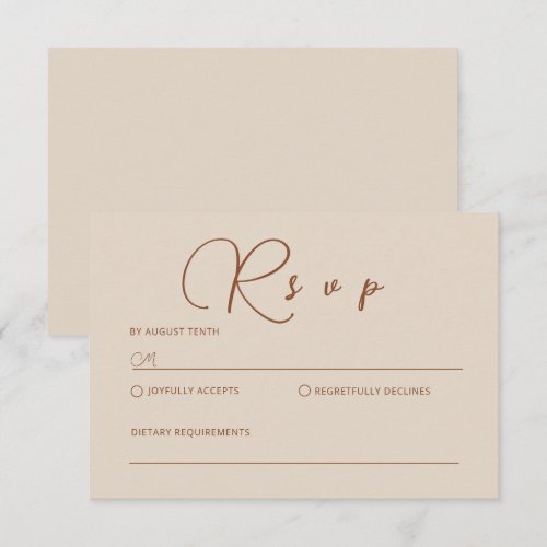 Beige Minimalist Terracotta RSVP Card