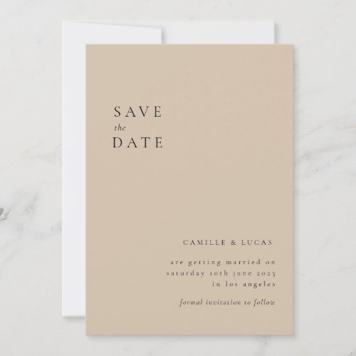 Beige Minimalist Text and Photo Save the date Invitation
